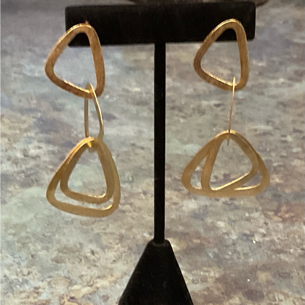 Modern Gold Double-Triangle Drop Earrings